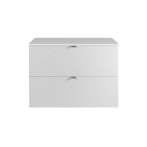 Meuble De Salle De Bain, Blanc Mat, 80 X 57 X 46 Cm, Poignées Argentées