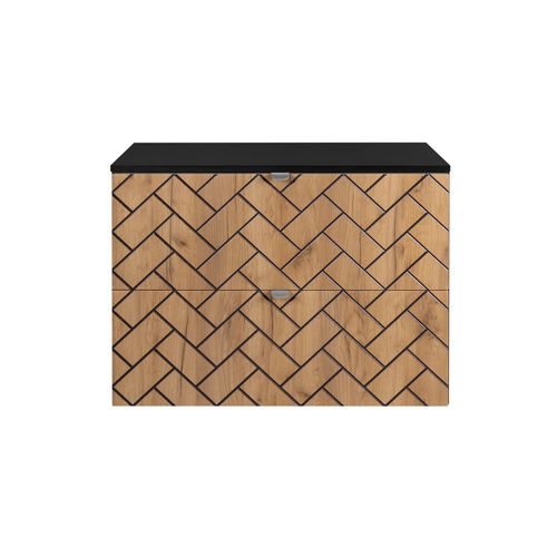 Meuble De Salle De Bain, Chêne Artisanal Doré, 80 X 57 X 46 Cm, Poignées Argentées