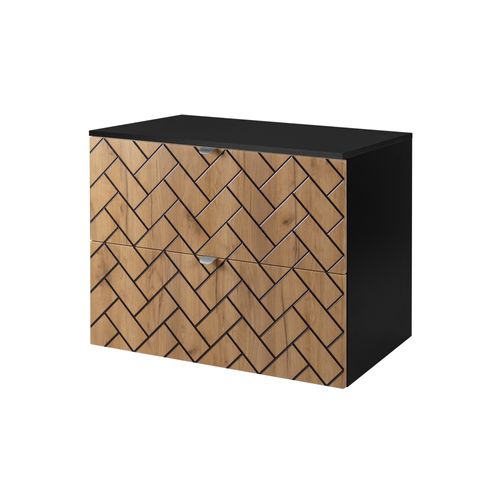 Meuble De Salle De Bain, Chêne Artisanal Doré, 80 X 57 X 46 Cm, Poignées Argentées