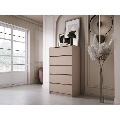 Commode : 5 Tiroirs, Caramel, 70 X 124 X 39 Cm