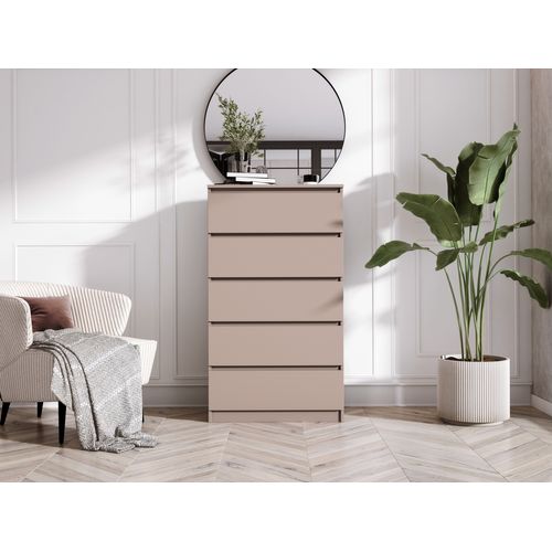 Commode : 5 Tiroirs, Caramel, 70 X 124 X 39 Cm