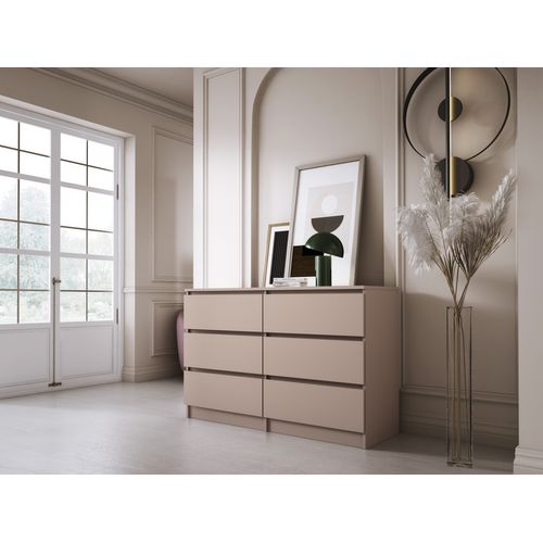 Commode : 6 Tiroirs, Caramel, 120 X 79 X 39 Cm