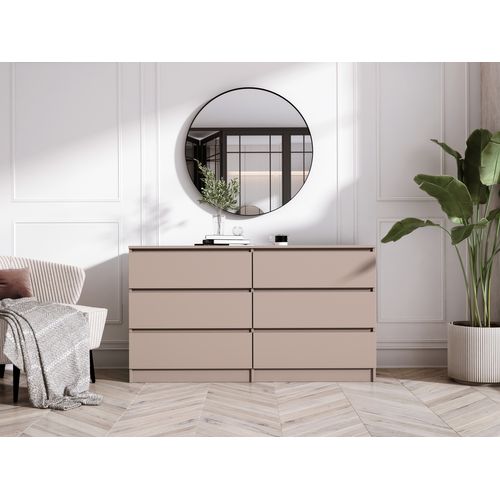 Commode : 6 Tiroirs, Caramel, 139 X 79 X 39 Cm