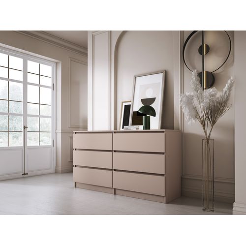 Commode : 6 Tiroirs, Caramel, 139 X 79 X 39 Cm