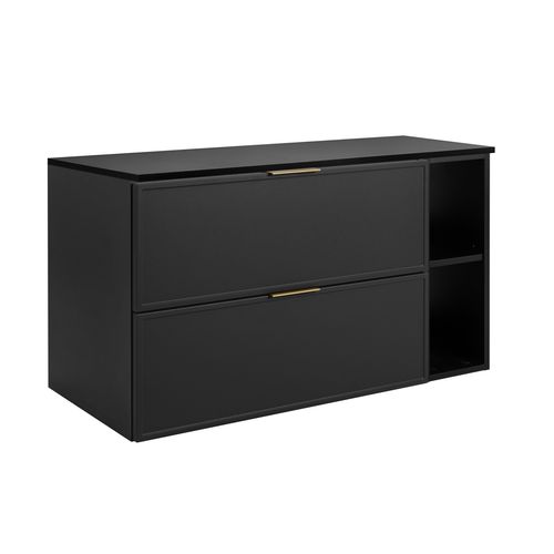 Meuble De Salle De Bain, Gris Foncé, Poignée Dorée, 80 (60 + 20) X 46 X 57 Cm