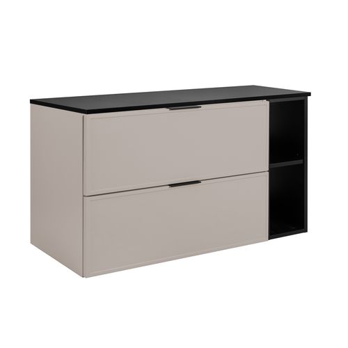 Meuble De Salle De Bain, Cachemire / Gris Foncé, Poignée Noire, 80 (60 + 20) X 46 X 57 Cm