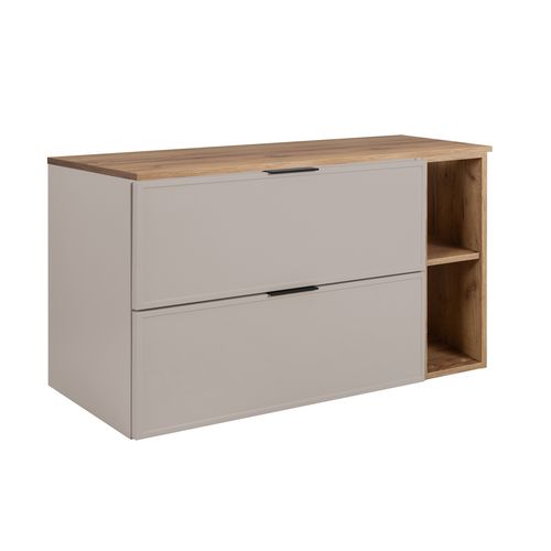 Meuble De Salle De Bain, Cachemire / Chêne Craft, Poignée Noire, 80 (60 + 20) X 46 X 57 Cm