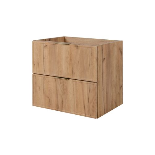 Meuble De Salle De Bain, Chêne Craft, Poignée Dorée, 120 (2 X 60) X 46 X 57 Cm