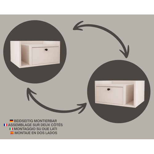 Table De Chevet Avec Tiroir Et Poignée Dorée, Cachemire, 50 X 35 X 27 Cm, Côté Gauche