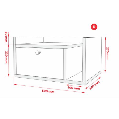 Table De Chevet Avec Tiroir Et Poignée Dorée, Cappuccino, 50 X 35 X 27 Cm, Côté Gauche