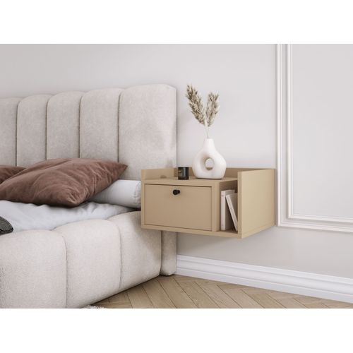 Table De Chevet Avec Tiroir Et Poignée Dorée, Cappuccino, 50 X 35 X 27 Cm, Côté Gauche