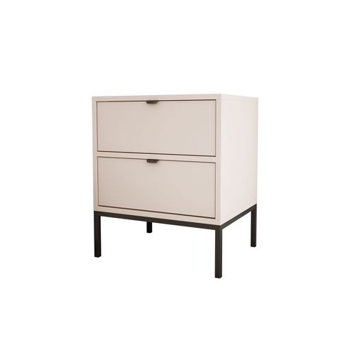 Table De Chevet Avec Deux Tiroirs Et Cadre, Poignée Dorée, Cachemire, 50 X 40 X 58 Cm