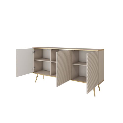 Buffet Avec 3 Portes Avec Pieds Dorés, 160 X 85 X 39 - Blanc