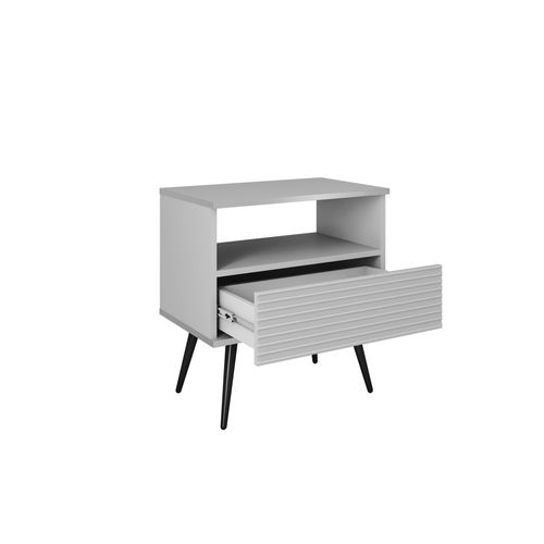 Table De Chevet Avec Pieds Dorés, 54 X 59 X 39 Cm - Blanc