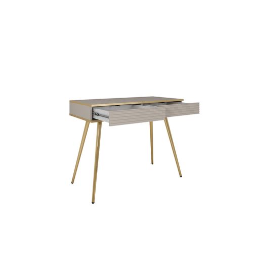 Coiffeuse Avec Pieds Dorés, 102 X 80 X 50 Cm - Beige