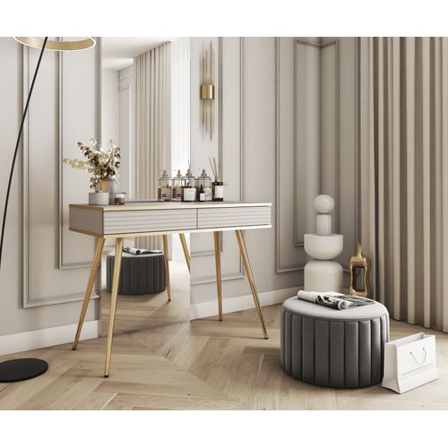 Coiffeuse Avec Pieds Dorés, 102 X 80 X 50 Cm - Beige