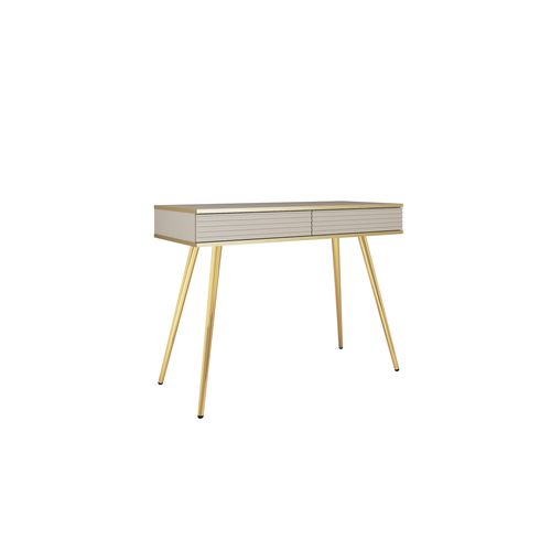 Coiffeuse Avec Pieds Dorés, 102 X 80 X 50 Cm - Beige