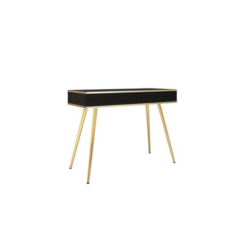 Coiffeuse Avec Pieds Dorés, 102 X 80 X 50 Cm - Noir