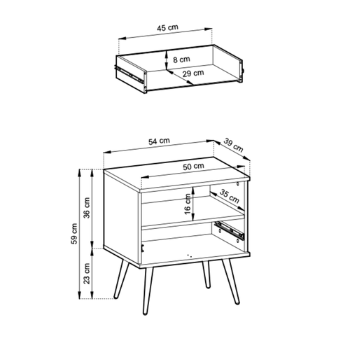 Table De Chevet Avec Pieds Dorés, 54 X 59 X 39 - Noir