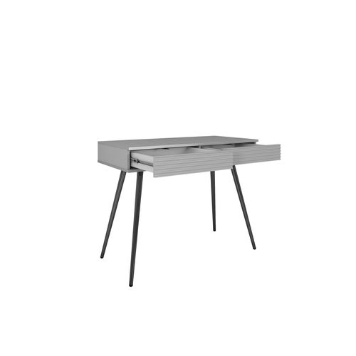 Coiffeuse Blanche Glamour Avec Pieds Noirs, 102 X 80 X 50