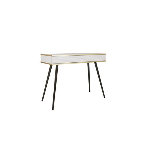 Coiffeuse Blanche Glamour Avec Pieds Noirs, 102 X 80 X 50