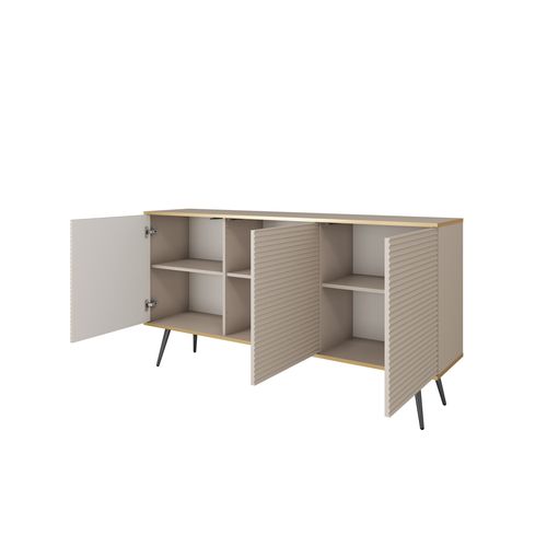 Buffet Beige Glamour Avec Pieds Noirs, 160 X 85 X 39