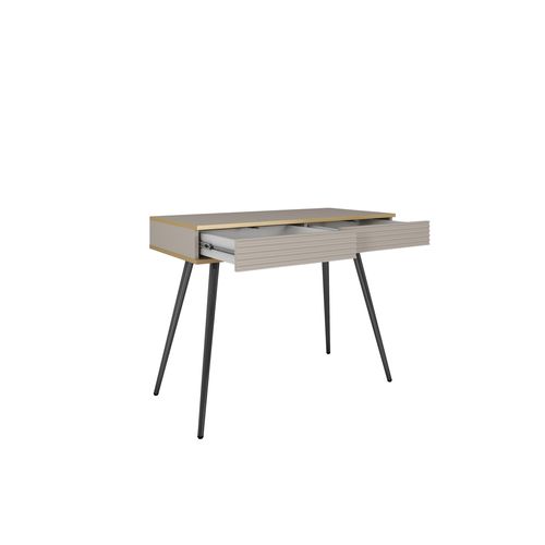 Coiffeuse Glamour Beige Avec Pieds Noirs, 102 X 80 X 50