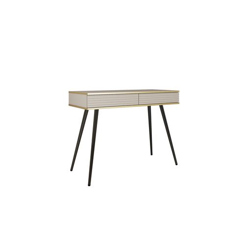 Coiffeuse Glamour Beige Avec Pieds Noirs, 102 X 80 X 50