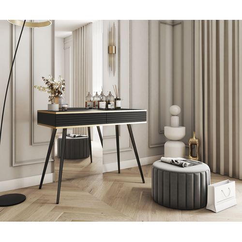 Coiffeuse Noire Glamour Avec Pieds Noirs, 102 X 80 X 50