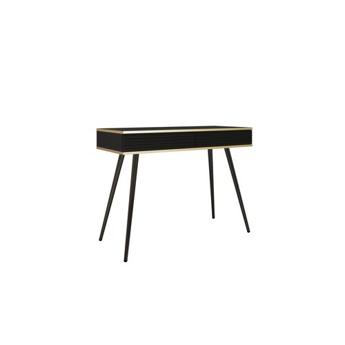 Coiffeuse Noire Glamour Avec Pieds Noirs, 102 X 80 X 50