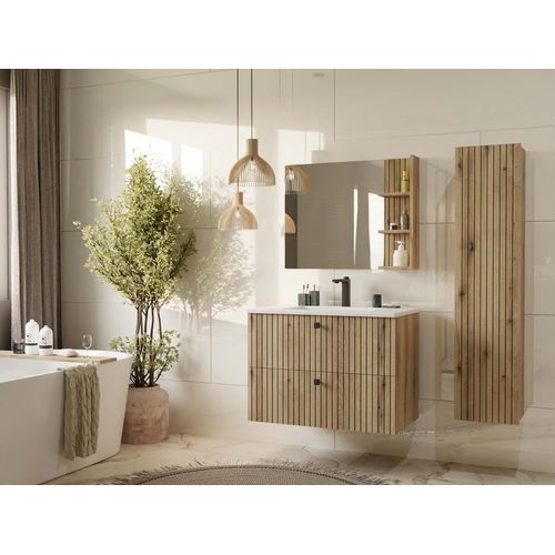 Meuble De Salle De Bain, Chêne Evoke, 80 X 57 X 45 Cm