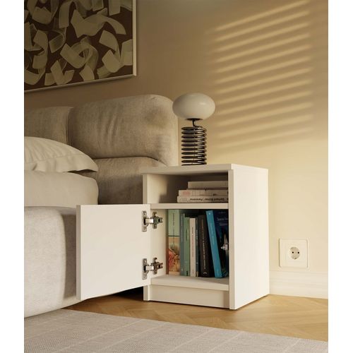 Table De Chevet, Blanche, 30 X 40 X 30 Cm