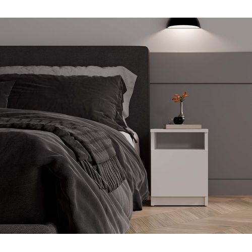 Table De Chevet, Blanche, 30 X 40 X 30 Cm