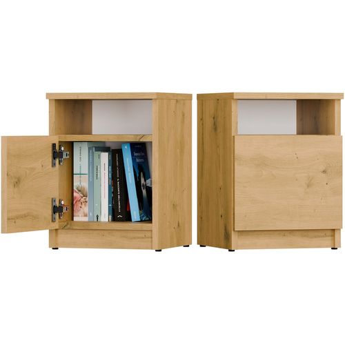 Table De Chevet, Chêne Artisan, 30 X 40 X 30 Cm