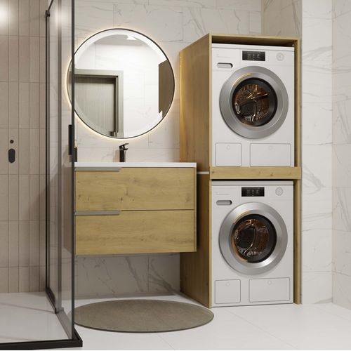 Meuble De Salle De Bain, Chêne Artisan, 64 X 180 X 64 Cm