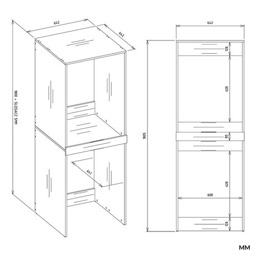 Meuble De Salle De Bain, Chêne Artisan, 64 X 180 X 64 Cm
