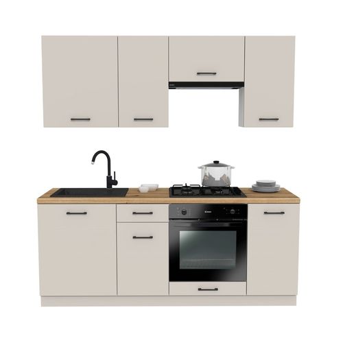 Ensemble D'armoires De Cuisine, Cachemire / Chêne Evoke, 200 X Réglable X 48,5 Cm