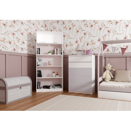 Commode, Blanc / Rose, 70 X 109,5 X 40 Cm