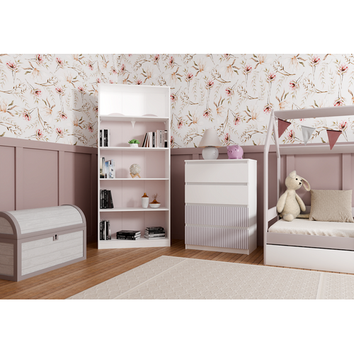 Commode, Blanc / Rose, 70 X 97 X 40 Cm