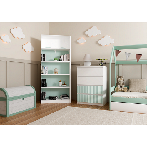 Commode, Blanc / Menthe, 70 X 97 X 40 Cm