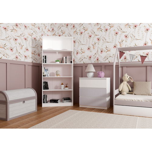 Commode, Blanc / Rose, 70 X 75 X 40 Cm