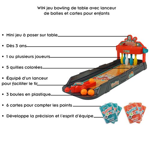 Win Jeu Bowling De Table Avec Lanceur De Balles Et Cartes Pour Enfants