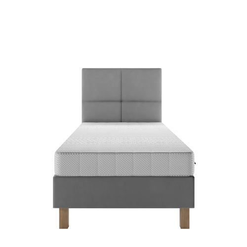 Lit 80x200 Cm Dubai Avec Matelas Ressorts Ensachés Et La Tête De Lit En Velours Gris