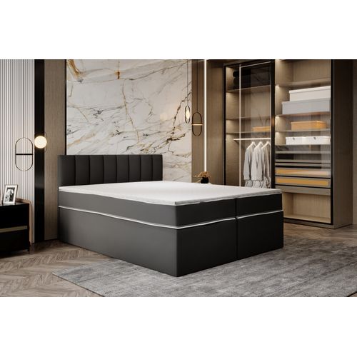 Lit Adulte 140x200 Cm Miami Matelas Ressorts Ensachés Et Surmatelas à Mémoire Velours Gris Foncé