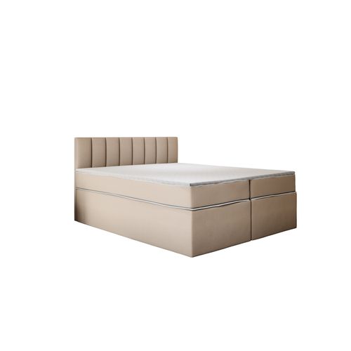 Lit Adulte 160x200 Cm Miami Matelas Ressorts Ensachés Et Surmatelas à Mémoire Velours Beige