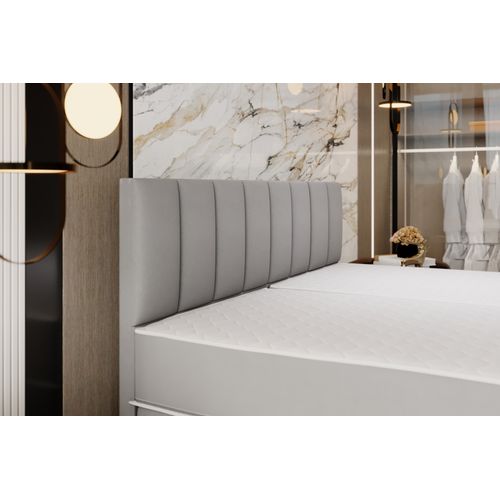 Lit Adulte 200x200 Cm Miami Matelas Ressorts Ensachés Et Surmatelas à Mémoire Velours Gris Clair