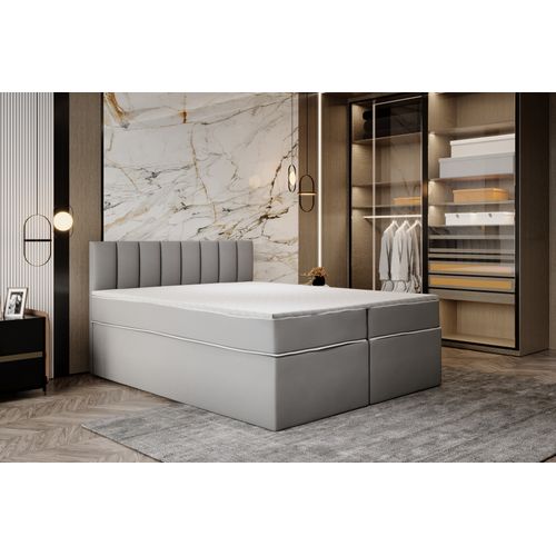 Lit Adulte 200x200 Cm Miami Matelas Ressorts Ensachés Et Surmatelas à Mémoire Velours Gris Clair