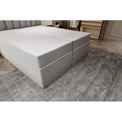 Lit Adulte 200x200 Cm Miami Matelas Ressorts Ensachés Et Surmatelas à Mémoire Velours Gris Clair