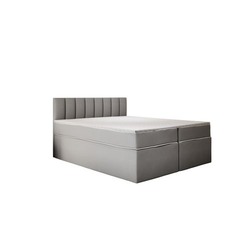 Lit Adulte 200x200 Cm Miami Matelas Ressorts Ensachés Et Surmatelas à Mémoire Velours Gris Clair