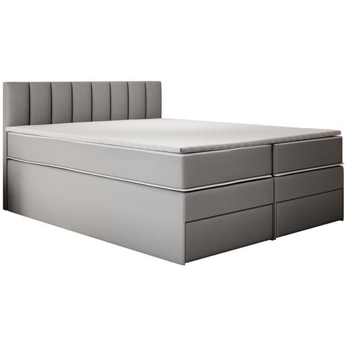 Lit Adulte 160x200 Cm Miami Matelas Ressorts Ensachés Surmatelas Et Tiroirs Velours Gris Clair